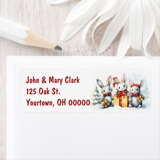 Etiqueta Conejos navidades con regalos (In situ)