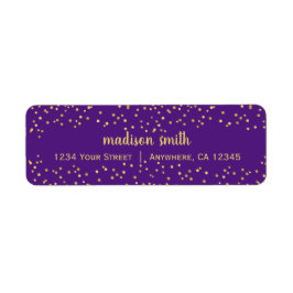 Etiqueta Confetti Purpurina de Glam Purple Gold | Dirección