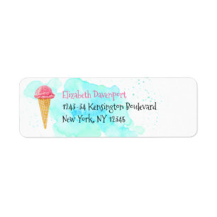 Etiqueta Cono De Helado Con Pinta Azul