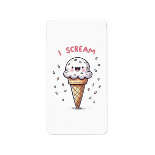Etiqueta Cono de helado I Scream con grageas