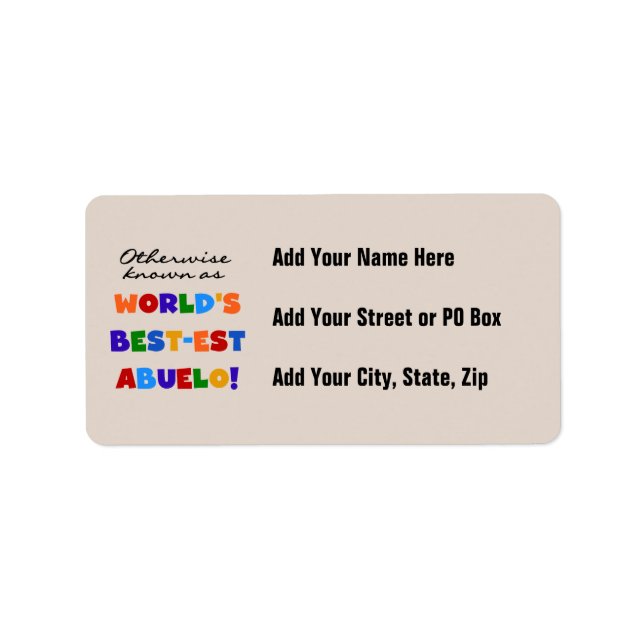 Etiqueta Conocido Como El Mejor Abuelo (Frente)