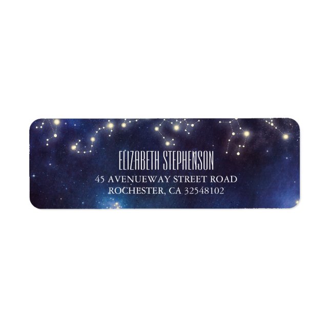 Etiqueta Constellation Starry Night Boda (Frente)