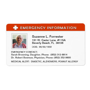 Etiqueta - contacto de la emergencia Info e