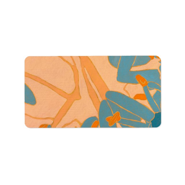 Etiqueta Contemporary Leaf Design in Peach  (Frente)