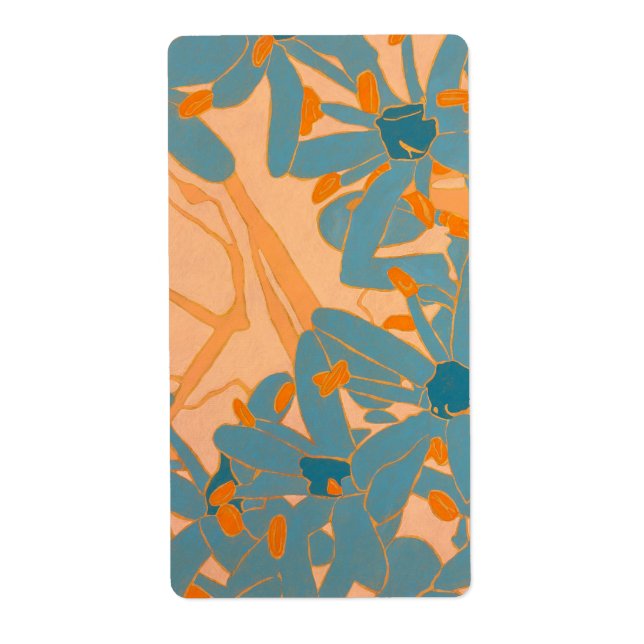 Etiqueta Contemporary Leaf Design in Peach Label (Frente)