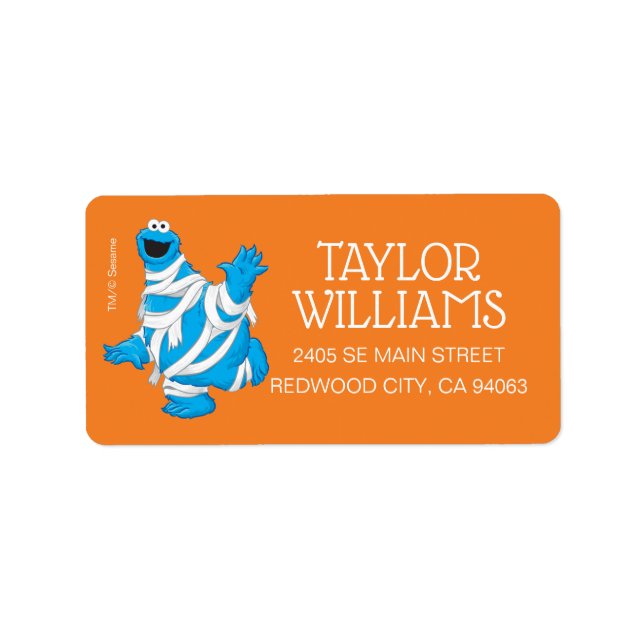 Etiqueta Cookie Monster | Halloween Mummy (Frente)