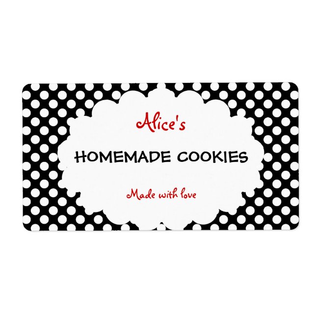 Etiqueta Cookies caseras personalizadas de Punto de Polka R (Frente)