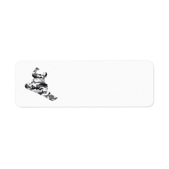 Etiqueta Cool Snowboarder in a Camouflage Grey Pattern (Frente)