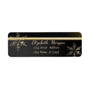 Etiqueta Copia de Elegantes Copos de Nieve de Moda, Dorado,