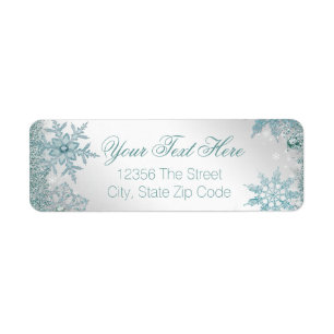 Etiqueta Copia de Nieve Azul Turquesa Elegante