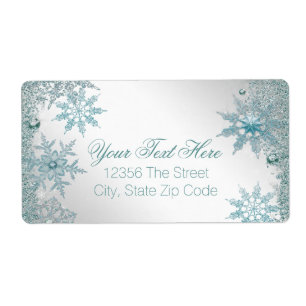 Etiqueta Copia de Nieve Azul Turquesa Elegante