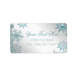 Etiqueta Copia de Nieve Azul Turquesa Elegante