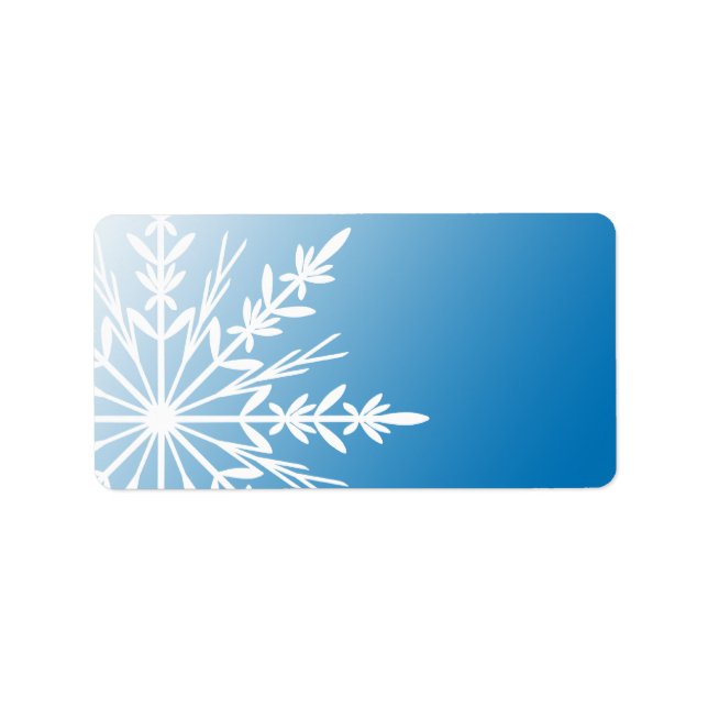 Etiqueta Copo de nieve blanco en azul (Frente)