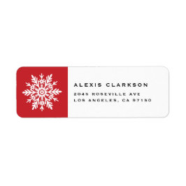 Etiqueta Copo de Nieve Caprichoso Blanco Navidad Roja
