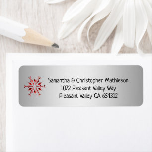 Etiqueta Copo de nieve de metal rojo en Navidades plateados
