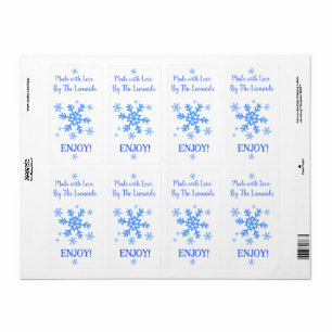 Etiqueta Copo de nieve HECHO CON AMOR Personaliza NOMBRE