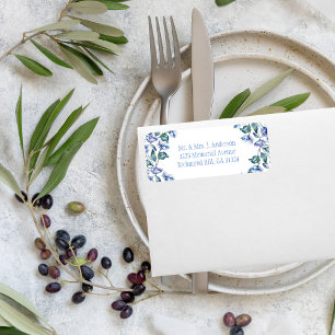 Etiqueta Copos azul acuarela