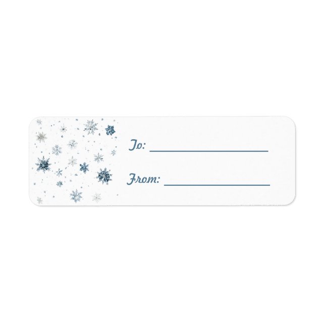 Etiqueta Copos de nieve azules blancos Navidad  (Frente)