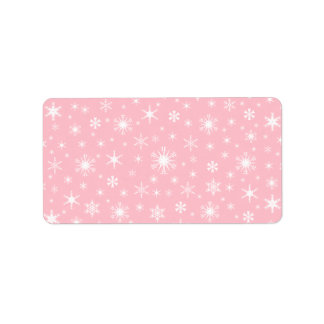 Etiqueta Copos de nieve - Blanco sobre rosa