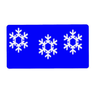 Etiqueta Copos de nieve blancos en azul