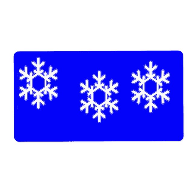 Etiqueta Copos de nieve blancos en azul (Frente)