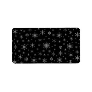 Etiqueta Copos de nieve - gris en negro