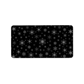 Etiqueta Copos de nieve - Gris sobre negro