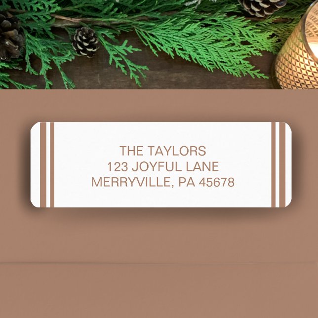 Etiqueta Copper Simple Moderno Boho Fiesta Dirección de Dev (Personalize this modern stylish copper return address label.
)