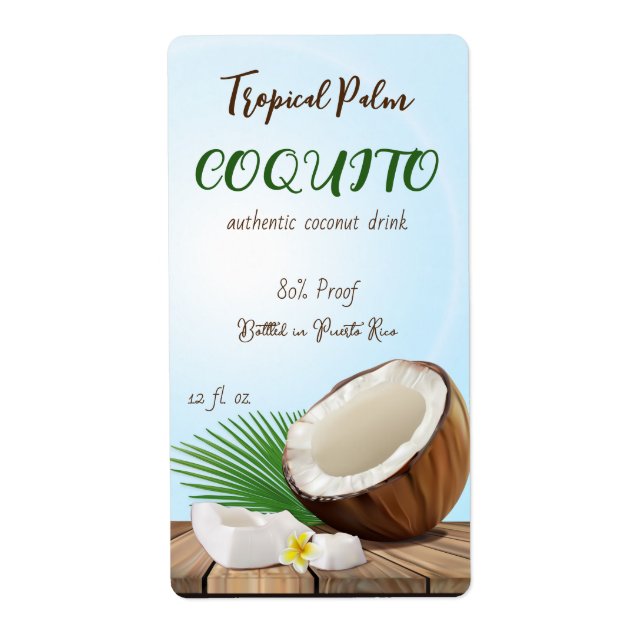 Etiqueta Coquito coco tropical (Frente)