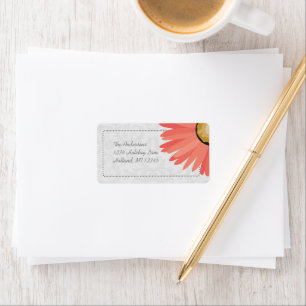 Etiqueta Coral Daisy Damask Return Address Labels