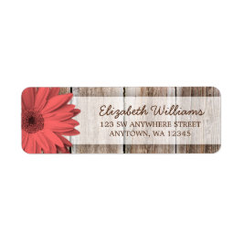 Etiqueta Coral Daisy Rustic Barn Wood