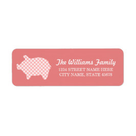 Etiqueta Coral Gingham Piggie Address Labels