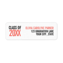 coral vivo graduación personalizada negrita AÑO