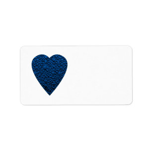 Etiqueta Corazón azul. Diseño modelado del corazón