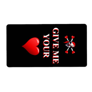 Etiqueta Corazón de amor rojo y pirata romántico