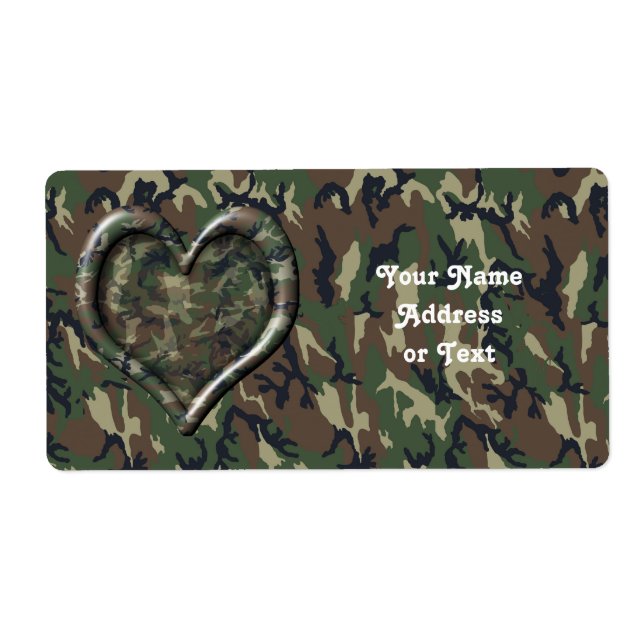 Etiqueta Corazón de camuflaje (Frente)