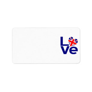 Etiqueta Corazón de la Bandera del Reino Unido Amor Azul Br