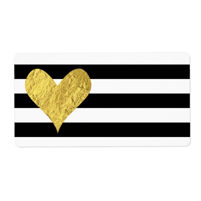 Etiqueta Corazón de Relieve metalizado dorado (Frente)