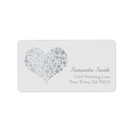 Etiqueta Corazón plateado elegante sobre gris