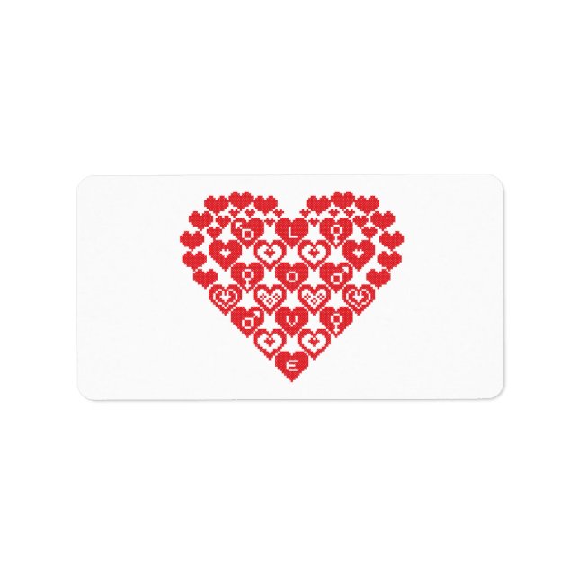 Etiqueta CORAZÓN rojo de los corazones (Frente)