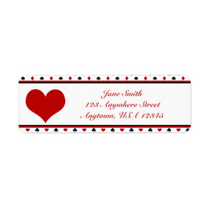 Etiqueta Corazón rojo de los juegos el   del naipe del tem