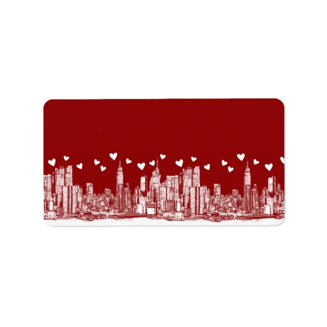 Etiqueta Corazón rojo de Nueva York (Frente)