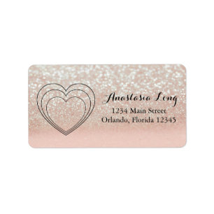 Etiqueta Corazón rosa dulce y espumoso