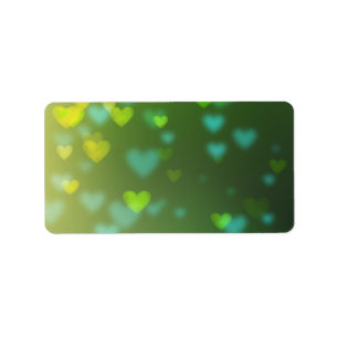 Etiqueta Corazones Bokeh Verdes Día de San Valentín Primave