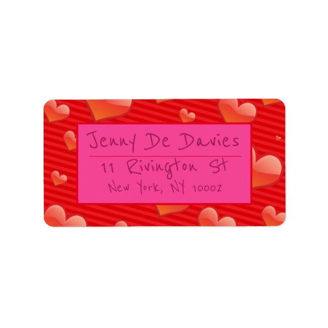 Etiqueta Corazones rojos (Frente)