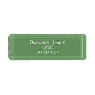 Etiqueta Corazones románticos Boda simple verde claro moder