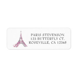 Etiqueta Corazones rosados y mariposas París Torre Eiffel