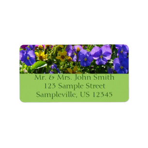 Etiqueta Coreopsis amarilla y violeta púrpura floral colori