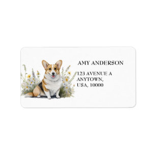 Etiqueta Corgi Cute Adorable con Flores