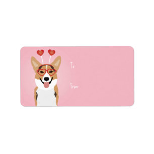 Etiqueta Corgi Dog Día de San Valentín